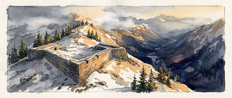 Redan - a V-shaped fortification protecting a mountain pass